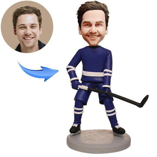 Custom Bobblehead Blue Suit Hockey Player Gifs for Boyfriend