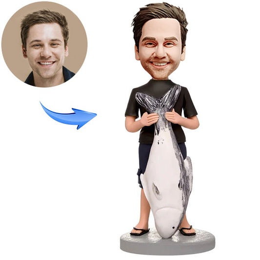 Custom Bobblehead Fisherman with Engraved Text