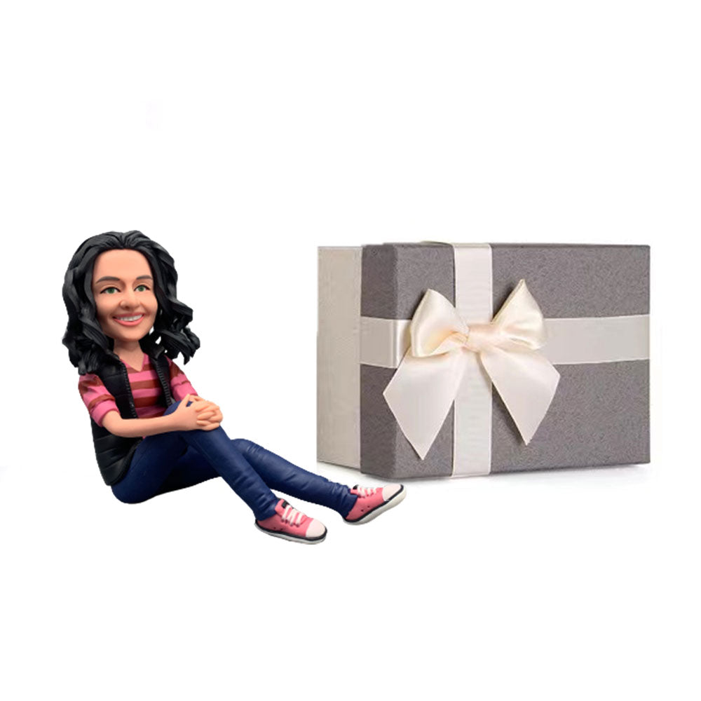 Blue Suit WORLD BEST BOSS Custom Bobblehead with Engraved Text